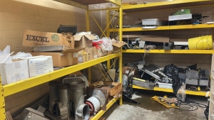 (LOT) CONTENTS OF ROOM, ASSORTED PARTS, CABINETS, ETC. (RACKS NOT INCLUDED) (RECEIVING AREA)