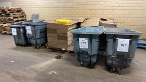 (5) ASSORTED TILT TRUCK TRASH CARTS (RECEIVING AREA)