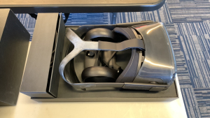 OCULUS QUEST ALL IN ONE VR GAMING HEADSET WITH CONTROLS AND CHARGER (LOCATION: CECILIA HALL)