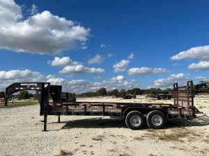 2019 SOUTHWEST GOOSENECK LOWBOY TRAILER MODEL G1483LBSU-20, 20' FEET LONG BY 6' FEET AND 10.75 INCHES WIDE, 14,000 POUND CAPACITY, HEAVY DUTY RAMP, VIN# 1S9UG2024LS683038 TOTAL LENGTH OF TRAILER 29' FEET AND 4" INCHES