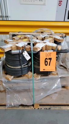 LOT OF 4 SPOOLS, WIRE ROPE 24.5/27.5M W/ THIMBLE