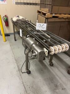 Stainless Steel Motorized Conveyer by Air Draulic Engineering, 18" W Belt x 10' Long, Food Grade, Portable