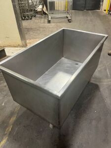 Stainless Steel Trough w/ Drain on Casters 48' L x 26"W