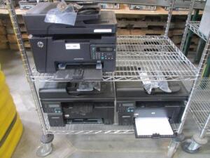 LOT OF 3, (2)HP LASER JET M1212NF MFP PRINTERS AND MFPM127FN PRINTER