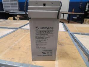 LOT OF (16) BATTERY CORP TELECOM SERIES NON-SPILLABLE BATTERIES, MODEL: BC12V155FT, (NEW)
