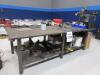 HEAVY DUTY WELDING TABLE 10' X 5' X 38" W/ WILTON VISE, C CLAMPS AND JACK STANDS