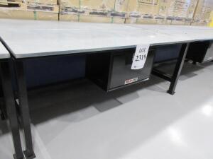 (2) HEAVY DUTY WORK TABLES 8' X 3' X 39" W/ DELTA PRO UNDERBODY TOOL BOX