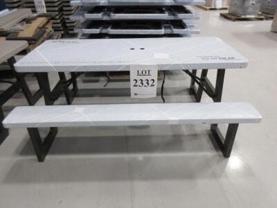 LOT OF (21) LIFETIME 6' PLASTIC PICNIC TABLES SOME WITH DC SOLAR WRAPPING (2ND HOLE DRILLED IN TABLE)