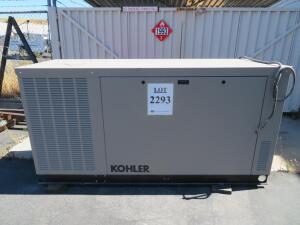 KOHLER GENERATOR MODEL: 38RCL, SPEC: GM84992-GA1, SERVICE DUTY: STANBY, HZ:60, RPM: 1800, FUEL: NATURAL GAS, BATT: 12V, PHASE: 3, KW 39.00, KVA: 48.80, PF: 0.8, VOLTAGE: 277/480, AMPS: 58.60, YEAR: 2013, S/N: SGM324JPF