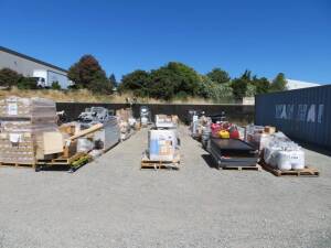 LOT OF ASST'D PROPANE TANKS, LIGHTS, UNDERBODY TOOL BOXES, METAL, AC UNIT, STOVES, THERMOHEATERS, WEATHER GUARD TANK, FORKLIFT FORKS, HYD.MECH SAW AND PVC (FOR PARTS)