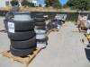 LOT OF ASST'D TIRES, RIMS, AXLES AND BUMPERS