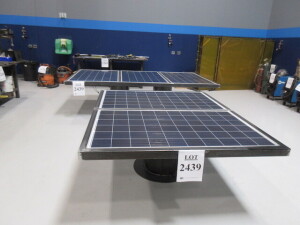 LOT (2) UNFINISHED HEAVY DUTY METAL CONFERENCE TABLES WITH SOLAR PANELS, (1) 125 1/2" X 69" X 31 1/2", (1) 69" X 84 1/2" X 31 1/2"