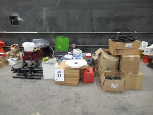 (LOT) ASST'D SPIRAL WRAP, ENCLOSURES, DIESEL ENGINE OIL, 3M DUAL LOCK VELCRO, SAW, ETC. (LOCATED 3855 W. HARMON LAS VEGAS NEVADA)