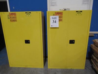 (2) ULINE H-1564S-Y 45 GALLON CAPACITY FLAMMABLE LIQUID STORAGE CABINETS, (1) COUNTYLINE STOCK TANK AND (2) DRUMS (LOCATED 3855 W. HARMON LAS VEGAS NE