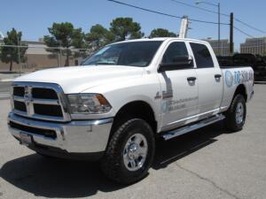 2015 DODGE RAM 2500 4X4 HEAVY DUTY CREW CAB PICKUP WITH 44,134 MILES, 6.7L CUMMINS TURBO DIESEL ENGINE 74-1/2" BED, DODGE OEM CHROME WHEELS WITH 35" T