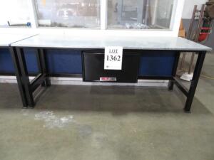 (2) HEAVY DUTY WORK TABLES 8' X 3' X 39" W/ DELTA PRO UNDERBODY TOOL BOX (LOCATION: 6781 Eight Street, Buena Park, CA 90620)