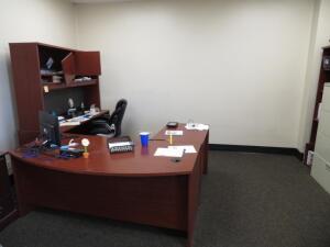 LOT OF ASSTD OFFICE FURNITURE AND WHIRLPOOL REFRIGERATOR (LOCATION: 6781 Eight Street, Buena Park, CA 90620)