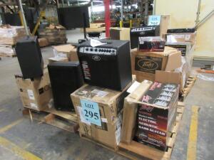 LOT ASST'D PEAVEY ELECTRONICS, PEAVEY 212 CHORUS, VYPYR VIP-2 GUITAR AMP, PV 115D, IPR2-7500 DSP AMP, IPR2-3000 DSP AMP, PVXP 12, PV 115D, PV 14AT, IPR2-2000, ETC., (4 PALLETS), (CUSTOMER RETURNS), (LOCATION SEC.5)