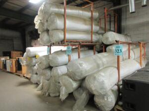 LOT ASST'D SPEAKER BOX POLYFILL/BATTING APPROX. (48) BAGS WITH WIRE RACKS, (LOCATION SEC.5)