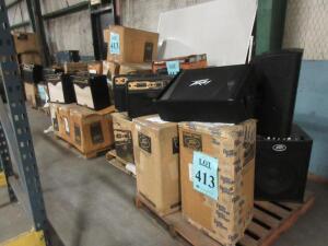 LOT ASST'D PEAVEY ELECTRONICS, GUITAR AMPLIFIERS, SPEAKERS, GUITARS, E110, WINDSOR STUDIO, MAX 115, DM 112, PV 112, PV 15M, (4 PALLETS), (CUSTOMER RET