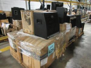 LOT ASST'D PEAVEY ELECTRONICS, GUITAR AMPLIFIERS, KEYBOARD AMPLIFIER, SPEAKERS, EMPTY SPEAKER CABINETS, KB5, VYPYR VIP-1, VIP-3, VYPYR PRO-100, PV 115D, 6505+, PR 15 SPEAKER, IMPULSE 1200W, ESCORT 3000, SPECIAL 212 CHORUS, (8 PALLETS), (CUSTOMER RETURNS),