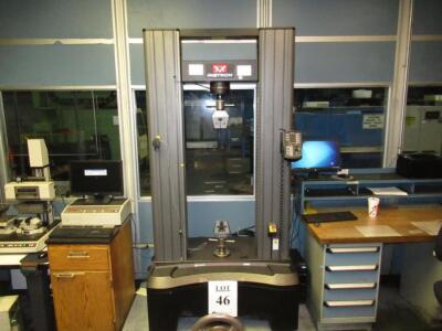 2013 INSTRON 5982 22,500 DOUBLE COLUMN TENSILE TESTER, EQUIPPED WITH INSTRON TOUCH PAD CONTROL, WITH LCD DISPLAY, HEWLETT PACKARD HP PRO COMPUTER WITH