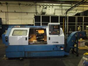 1994 MAZAK QUICK TURN 28N SLANT BED CNC CHUCKER, WITH MAZATROL T-32 PC BASED CNC CONTROL WITH TOUCH PAD AND LED DISPLAY, MAX SWING OVER BED / CARRIAGE