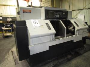 1998 MAZAK DUAL TURN 20 DUAL SPINDLECNC TURNING CENTER, WITH MAZATROL PC FUSION CNC 640T CNC CONTROLS, SPINDLE SPEEDS - 35-5000- RPM, TURNING LENGTH -