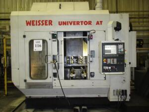 2007 WEISER UNIVERTOR AT CNC TURNOVER 12-POSITION MACHINING CENTER, WITH SIEMENS SINUMERIK CONTROL, DUAL PALLET INFEED AND OUTFEED SHUTTLE, SIEMENS SI
