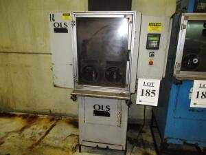 OLS 2-STATION DEBURRING MACHINE, WITH ALLEN-BRADLEY MICROVIEW OPERATORS INTERFACE, TOUCH PAD AND LED DISPLAY, (2) PNEUMATIC DEBURRING HEADS SERIAL NO.