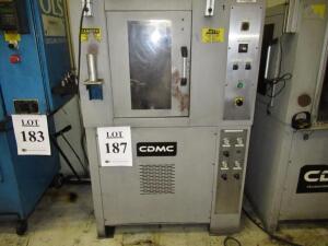 2010 CDMC SINGLE STATION DEBURRING MACHINE, WITH (2) PNEUMATIC DEBURRING HEADS