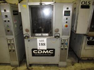 2010 CDMC SINGLE STATION GEAR DEBURRING MACHINE, WITH ALLEN-BRADLEY PANELVIEW 300 MICRO OPERATORS INTERFACE, TOUCH PAD AND LED DISPLAY, (2) PNEUMATICA