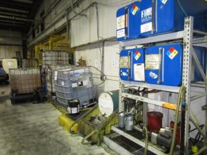 (LOT) ASSORTED OIL, CLEAN GUARD, PUMPS, PALLETS AND RACKING