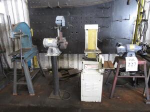 (LOT) (1) BALDOR 8107W 3/4 HORSEPOWER GRINDER/BUFFER, (1) BALDOR 2048-151D CL B GRINDER/BUFFER, (1) ROCKFORD SB-611P BELT SANDER AND (1) GREENERD NO.