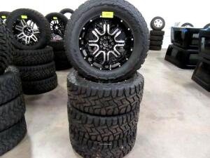 SET OF 4 SR 20" ALUMINUM WHEELS UNIVERSAL 10 LUG W/ 35 x 12.50 R20 LT TOYO TIRES (LOCATED AT 4502 BRICKELL PRIVADO, ONTARIO CA 91761)