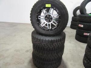 SET OF 4 RACELINE 20" ALUMINUM WHEELS 5 LUG W/ 35 x 12.50 R20 LT TOYO TIRES (LOCATED AT 4502 BRICKELL PRIVADO, ONTARIO CA 91761)