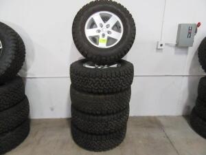 SET OF 5 JeeP JK STOCK 17" WHEELS W/ LT 265/70 R17 BFGOODRICH TIRE (LOCATED AT 4502 BRICKELL PRIVADO, ONTARIO CA 91761)